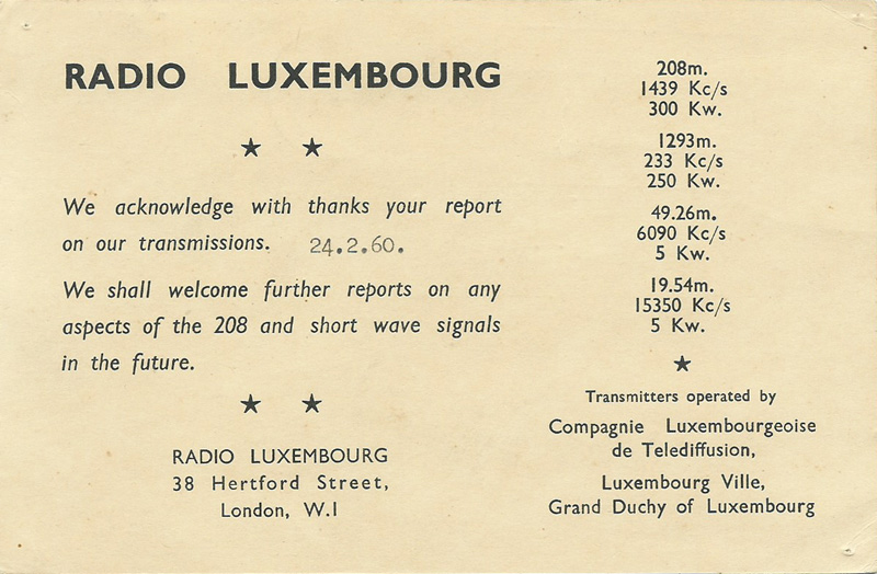 Radio Luxembourg 1960