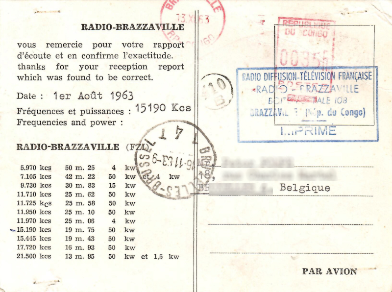 Radio Brazzaville, Congo, 1963