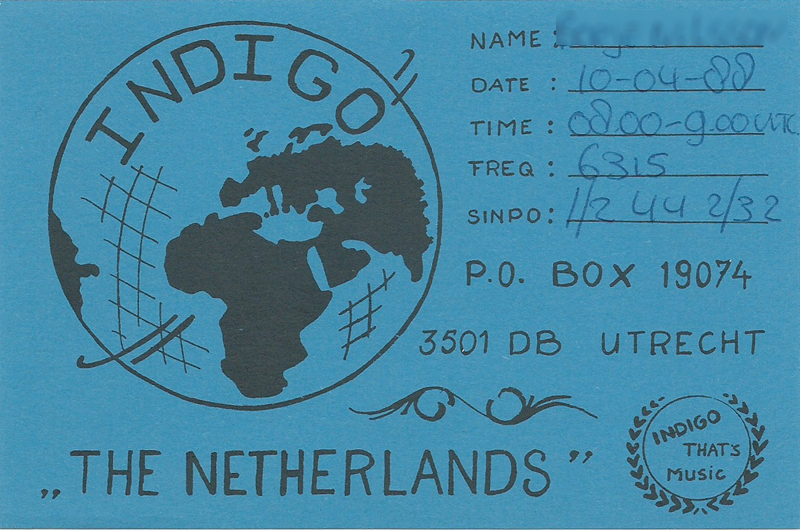pirate station Indigo Radio, Netherlands 1988
